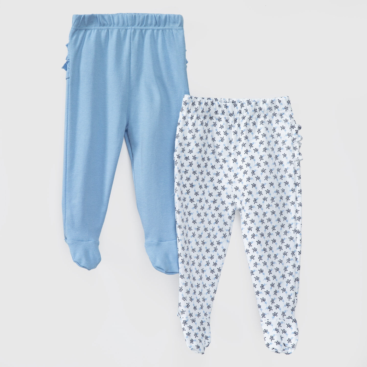 Pack Pantalones Blanco Celeste Hojas Algod&oacute;n Peruano image number 0.0