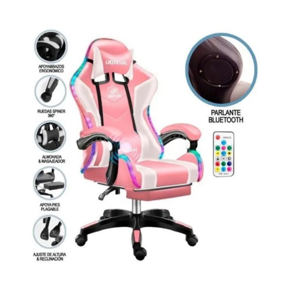 Silla De Escritorio Gamer Ergonómica Luz Led Rgb Y Masajeador image number 3.0