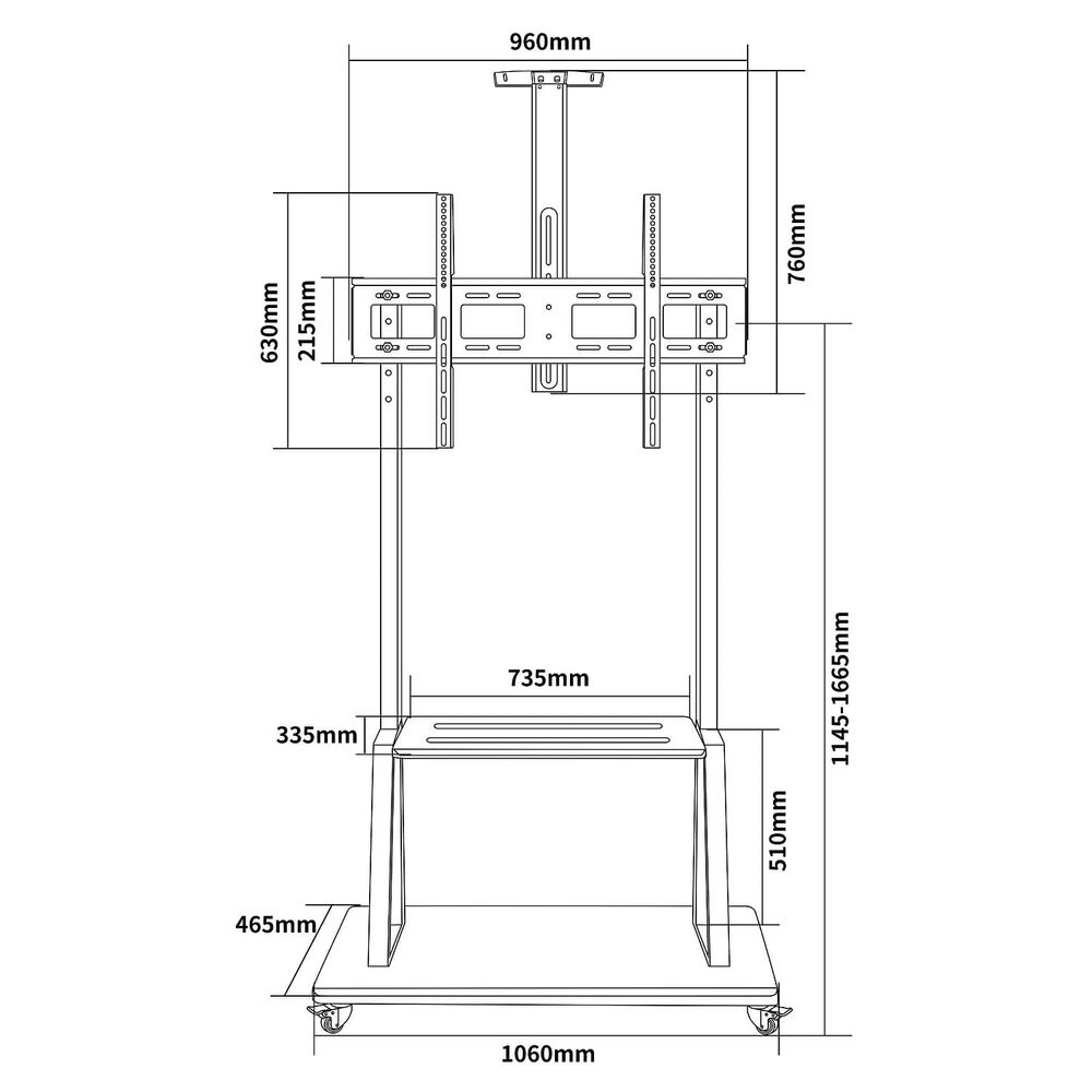Pedestal Tv Alta Carga 55" A 110" 120kg - Brasforma image number 3.0