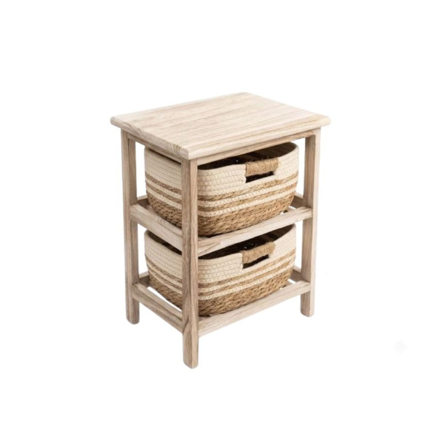Mueble Organizador R&uacute;stico Madera Con Cestas Tejidas Living image number 0.0