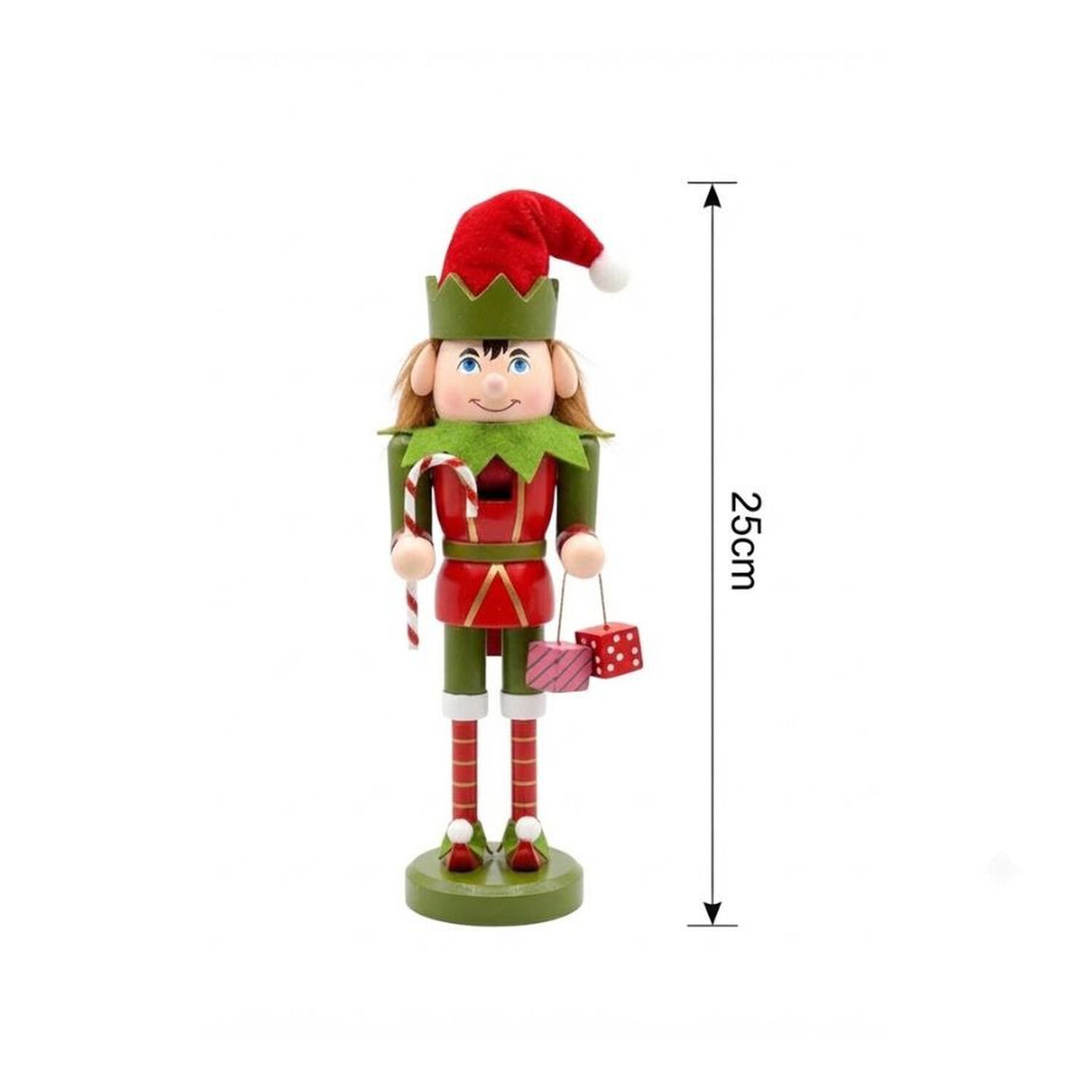 Cascanueces Navide&ntilde;o De Madera Dise&ntilde;o Duende Elfo 25cm image number 4.0