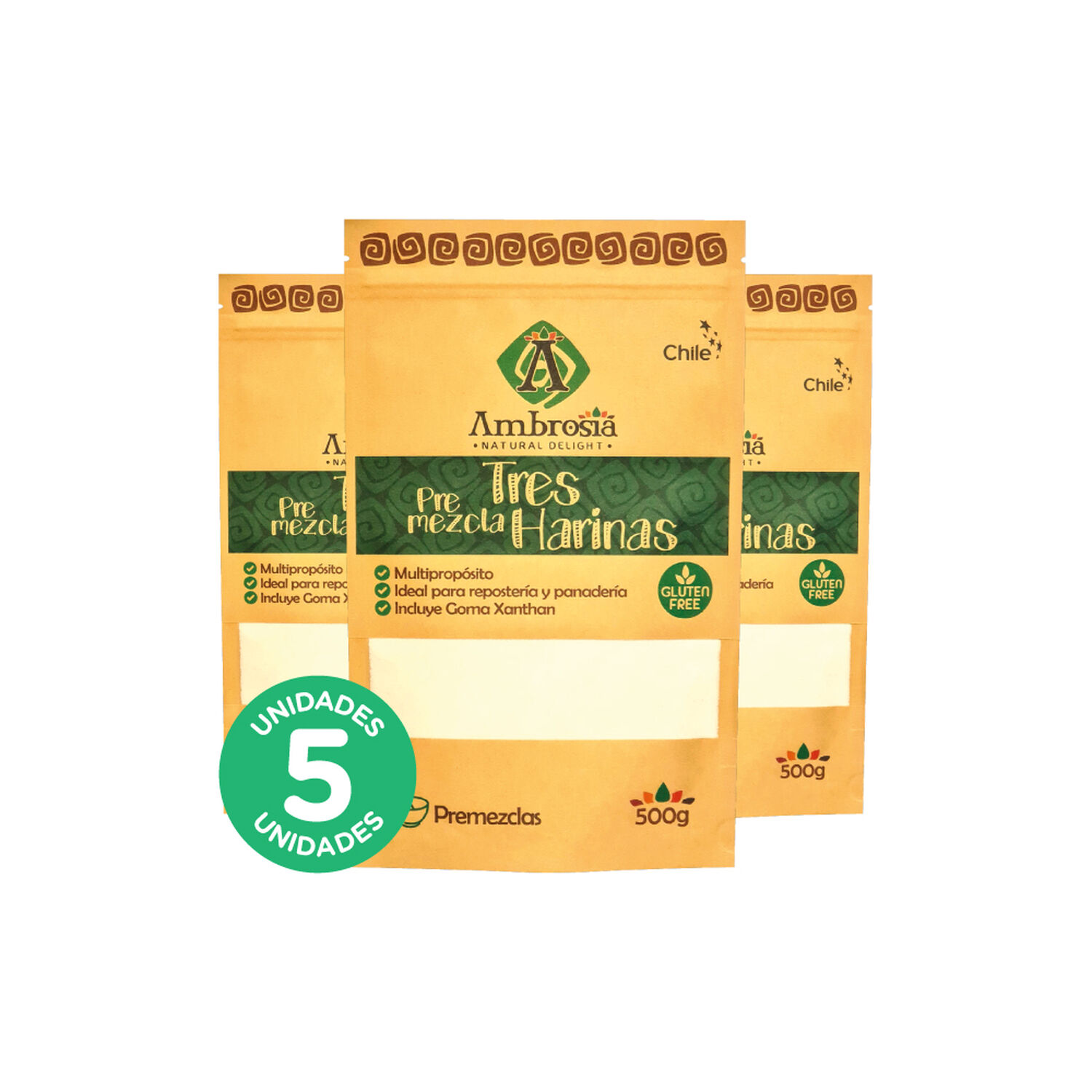 Pack 5, Premezcla De Tres Harinas Libre De Gluten Para Preparaciones Keto 500gr. image number 0.0