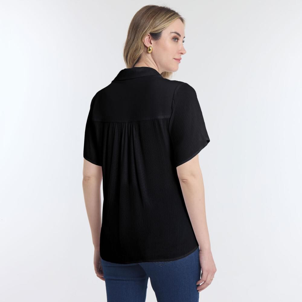 Blusa Lisa Manga Corta Cuello Camisero Bambula Mujer Geeps image number 2.0