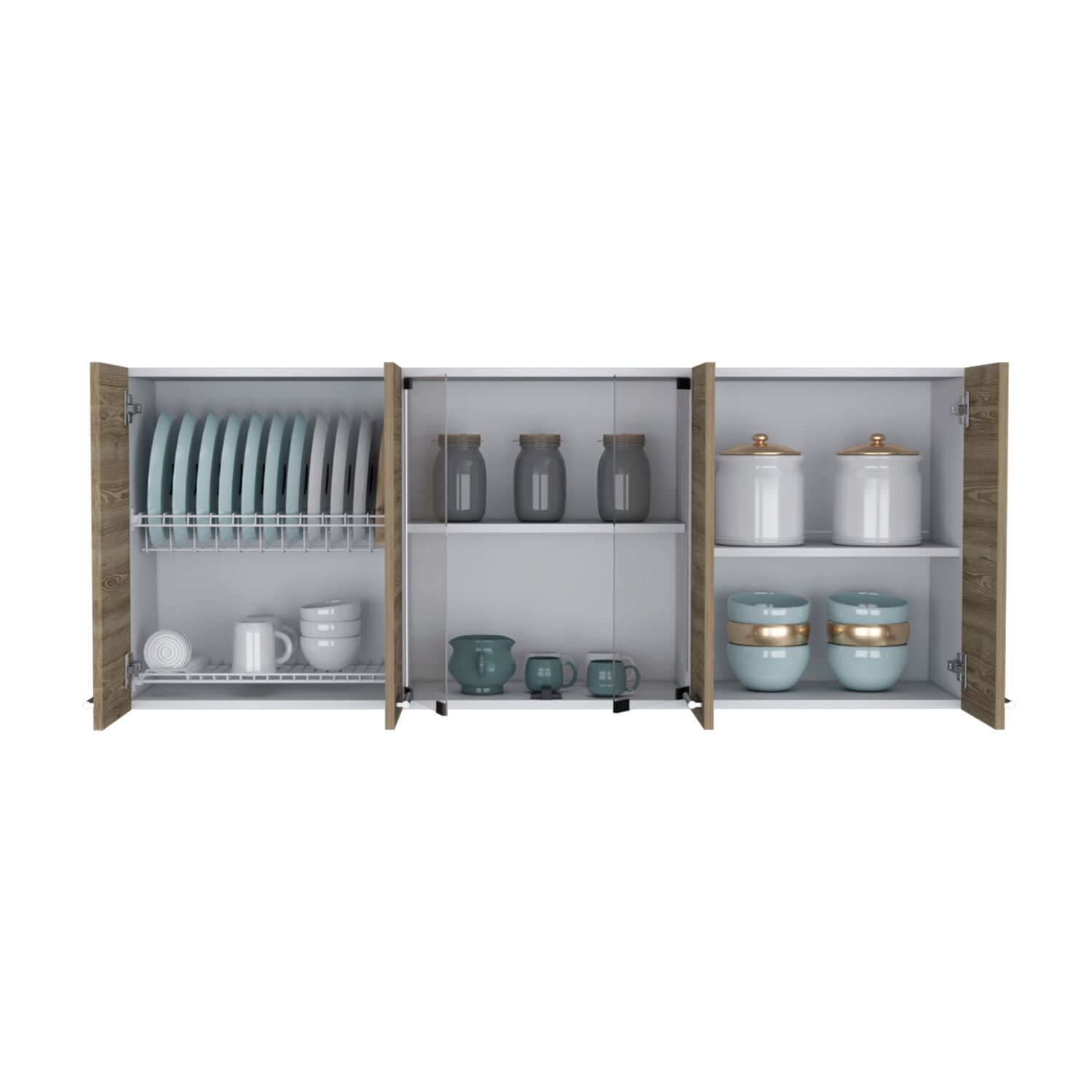 Mueble Superior De Cocina 6 Puertas 150x60x31,5 Cm Caf&eacute; Y Blanco image number 1.0