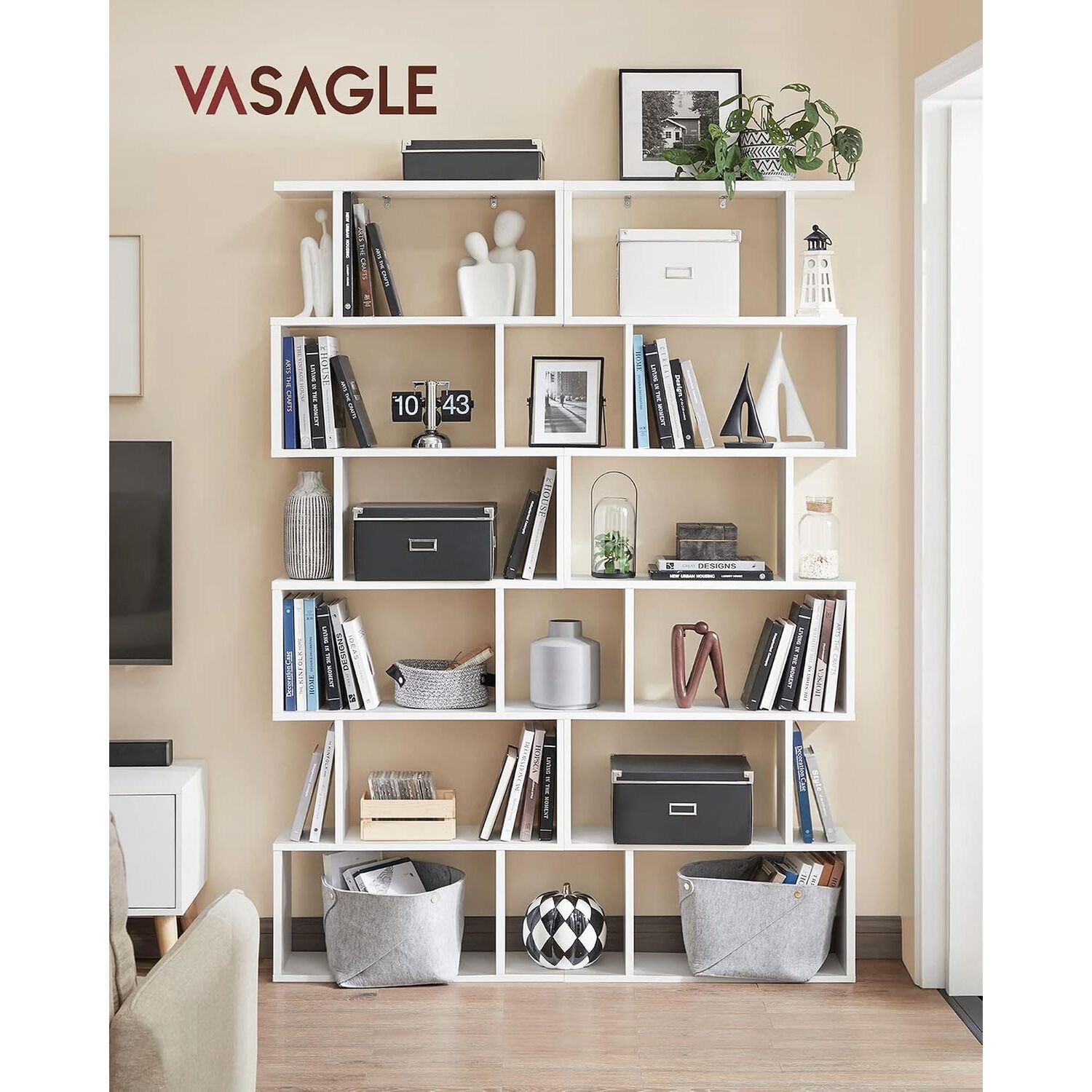 Estanter&iacute;a Librero Vasagle 6 Niveles Blanco Living Oficina image number 1.0