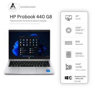 Notebook Hp 440 G8 I5 11th 8gb 256gb - Win11 Office - Reacondicionado Profesional
