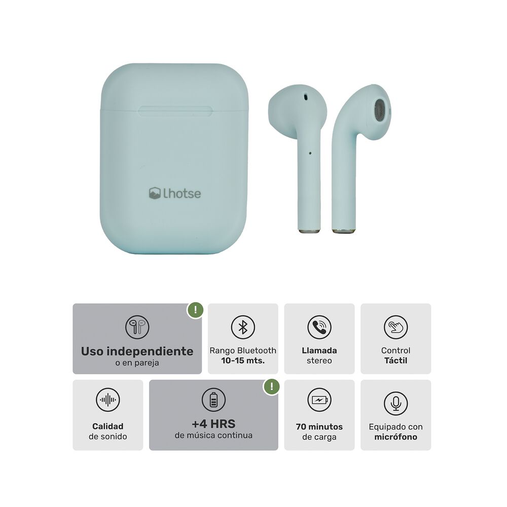 Aud&iacute;fonos Lhotse Bluetooth Inal&aacute;mbrico Rm12 Celeste image number 2.0