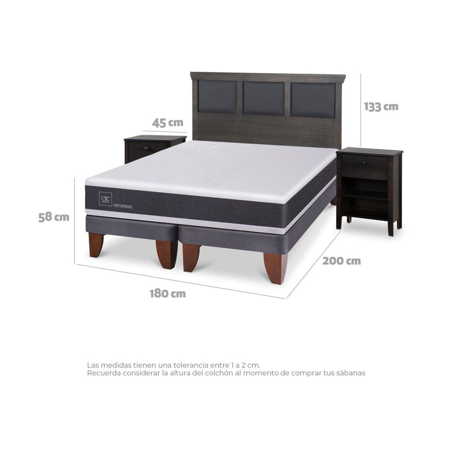 Cama Europea Cic Ortopedic / King / Base Dividida + Set De Maderas image number 3.0