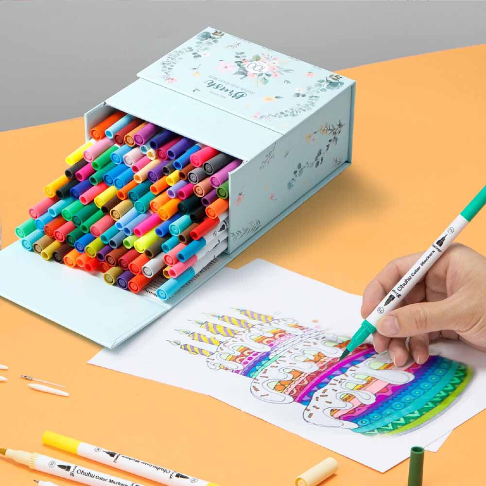 Ohuhu Maui 100 Marcadores A Base De Agua,pincel&fineliner image number 1.0