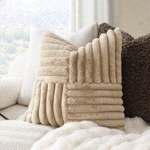 Pack De 02 Fundas De Coj&iacute;n Pelo De Conejo De Imitaci&oacute;n 45x45 Beige