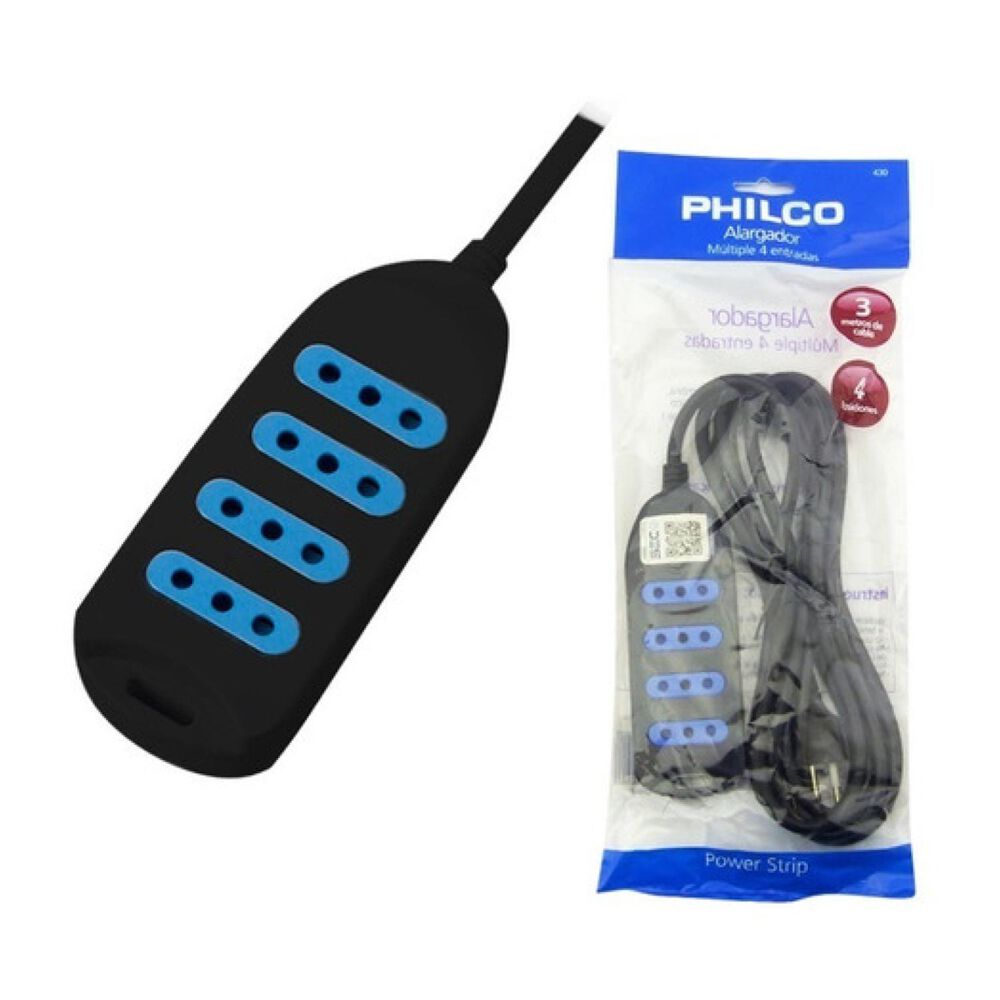 Alargador Extension 5mts 4 Entradas Negro image number 3.0