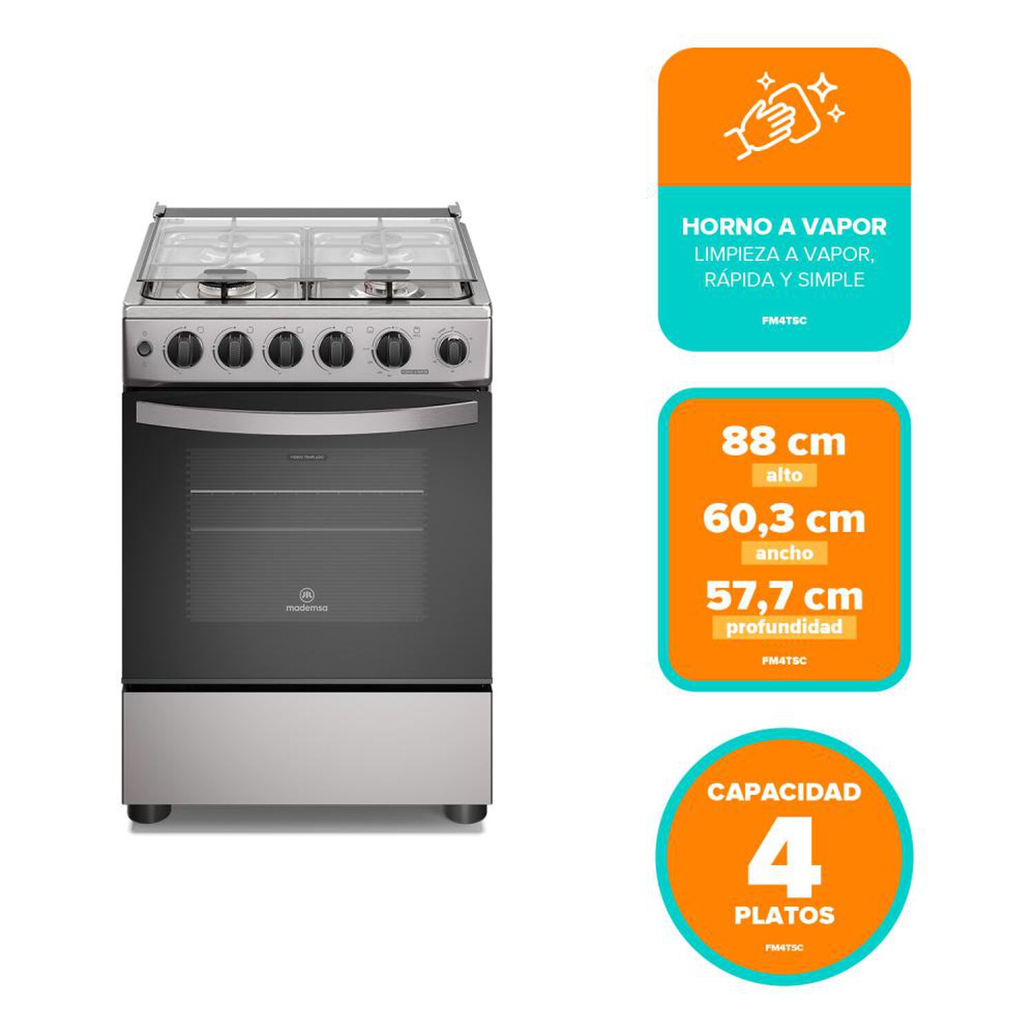 Cocina A Gas Mademsa Fm4tsc 4 Quemadores image number 5.0