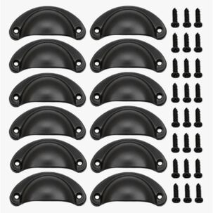 Set 12 Tiradores Para Muebles Negro