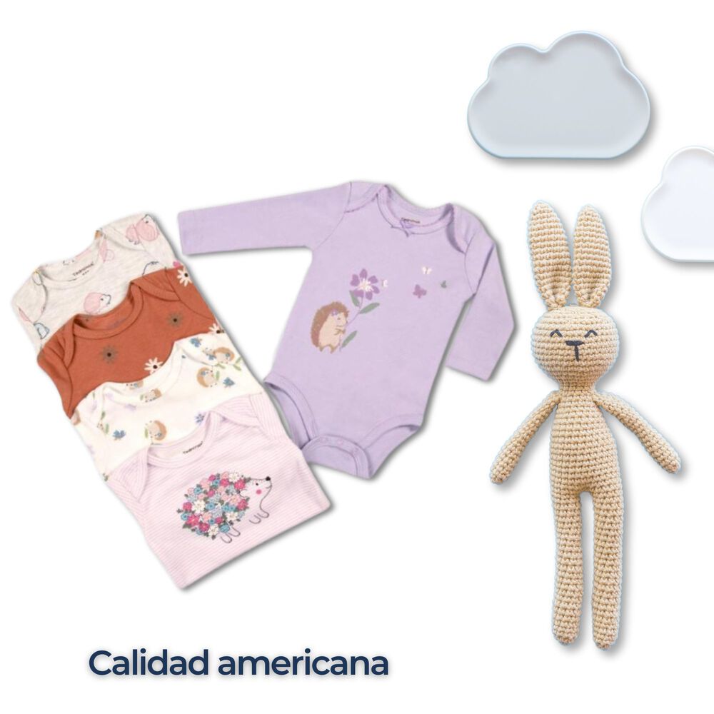 Pack 5 Bodys Ni&ntilde;a Manga Larga Tedmimak 100% Algod&oacute;n Magic Porcupine In Lilac image number 5.0