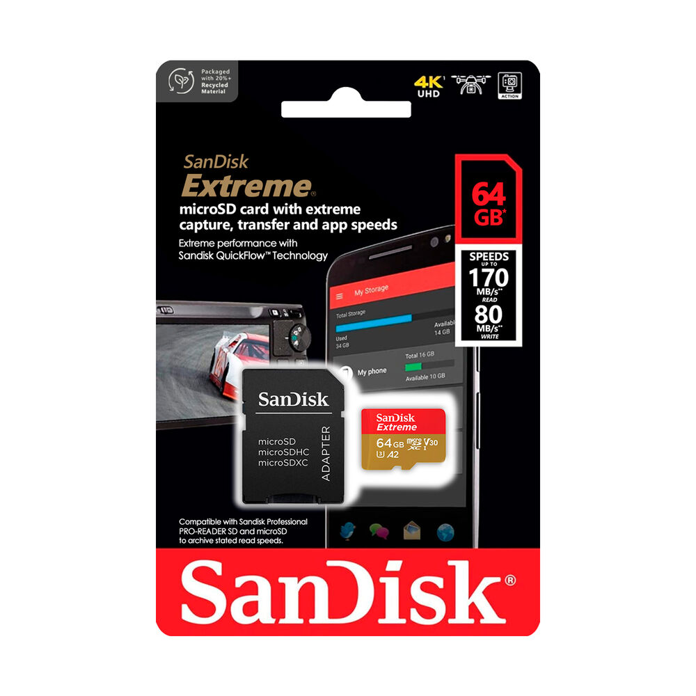 Tarjeta De Memoria Microsd Sandisk 64gb + Adaptador 170mb/s image number 3.0