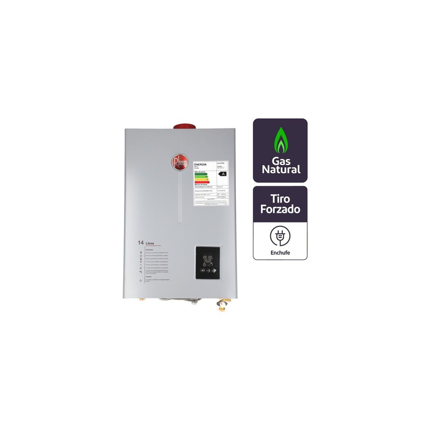 Calefont 14 Litros Gas Natural Tiro Forzado Ionizado Rheem image number 4.0