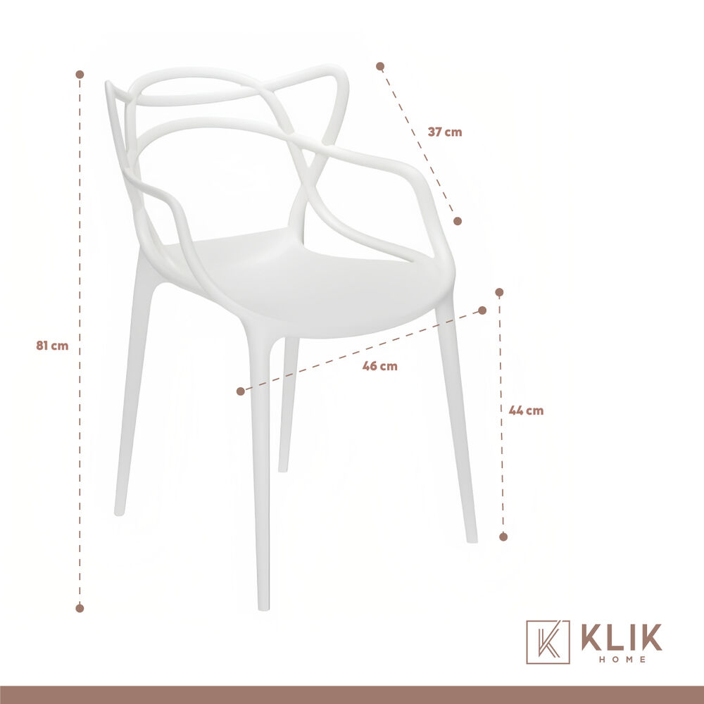 Comedor Tulip Negro 80cm - 4 Sillas Master Blancas image number 5.0