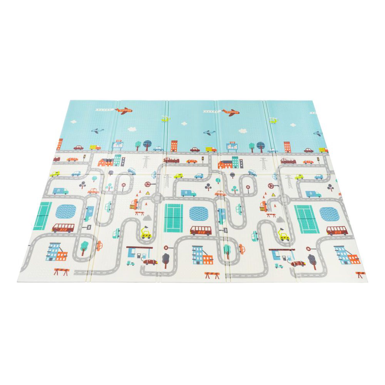 Alfombra Antigolpes Bebesit Infantil Plegable Con Bolso 180X120 Ciudad Y Elefante image number 1.0
