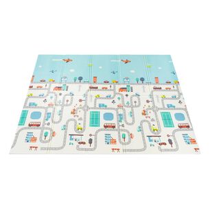Alfombra Antigolpes Bebesit Infantil Plegable Con Bolso 180X120 Ciudad Y Elefante