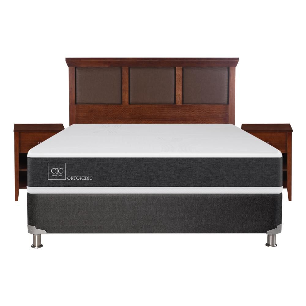 Box Spring Cic Ortopedic / 2 Plazas / Base Normal + Set De Maderas image number 0.0