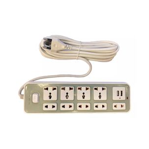Alargador Elétrico Corriente 9 Posiciones 2 Orificios Usb 5 M