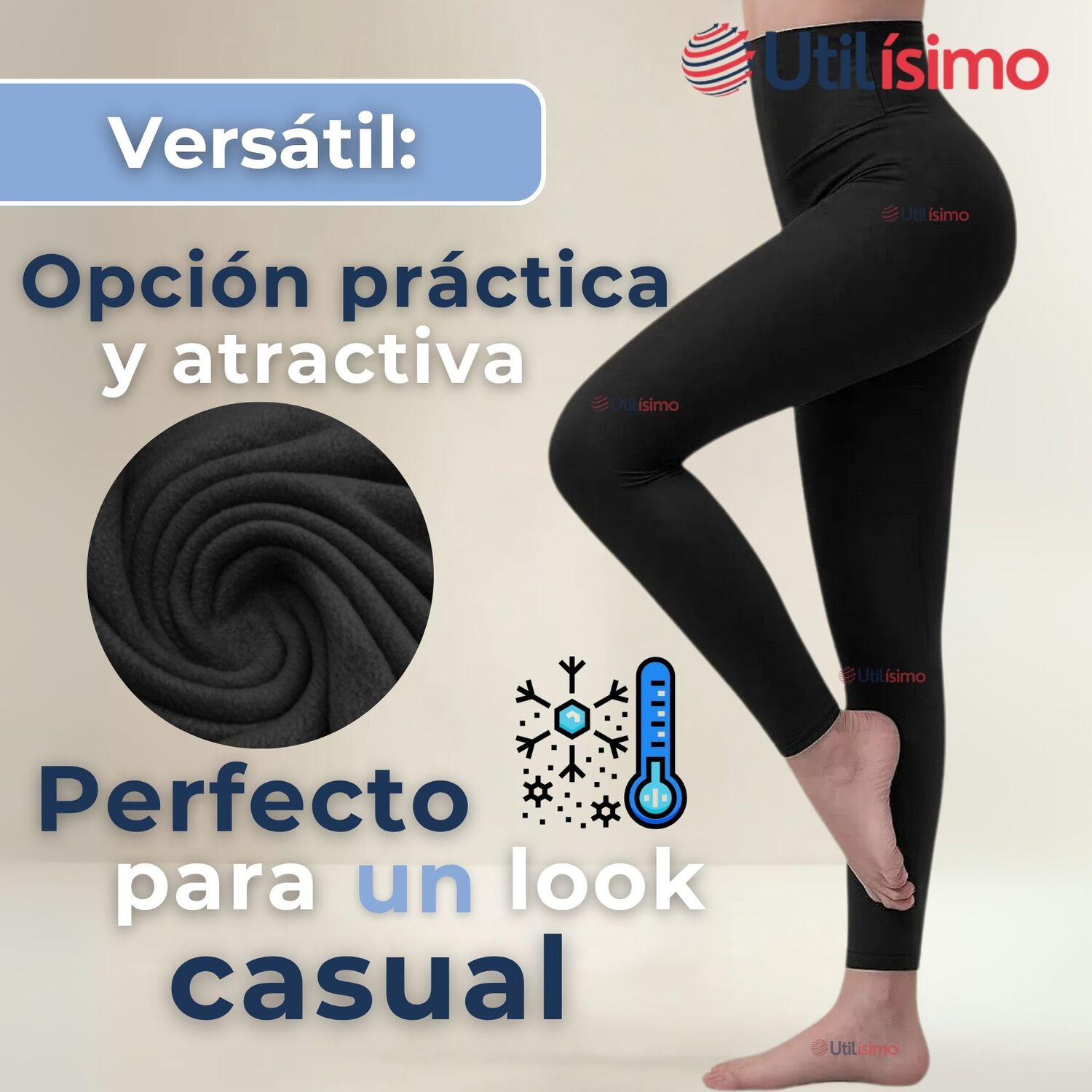 Calza Leggings Con Brillo Polar Tiro Alto Mujer image number 5.0