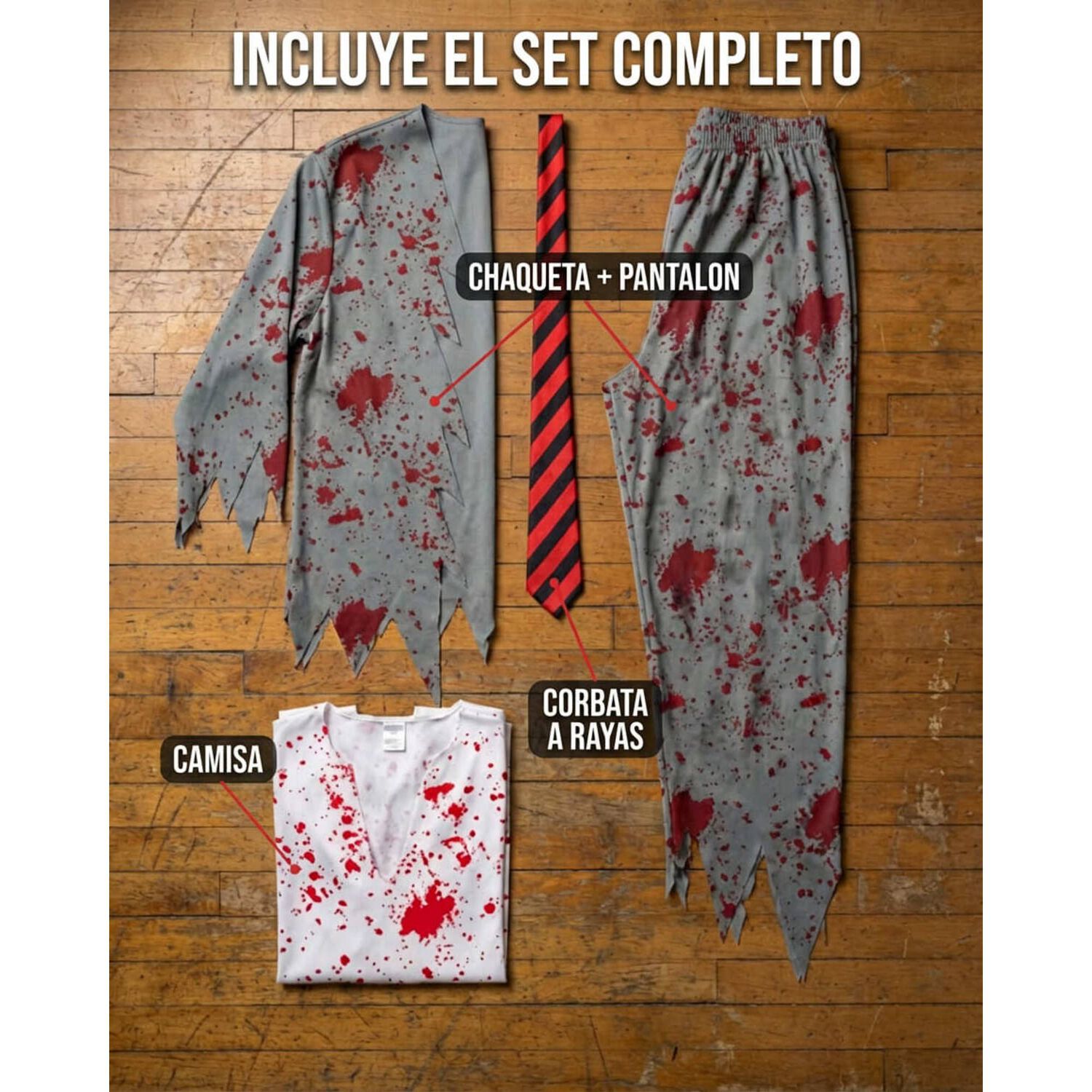 Disfraz Cosplay Zombie Adulto Escolar image number 5.0