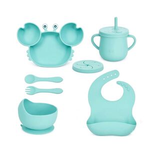 Set Alimentacion Bebe Silicona Plato Cangrejo