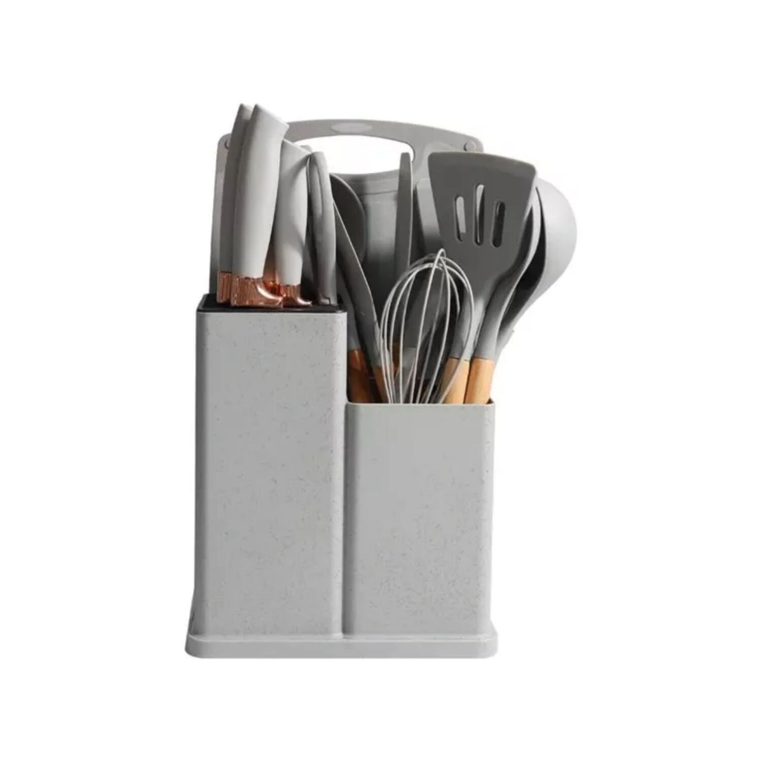 Set 19 Utensilios Cocina Silicona Acero Inoxidable Gris image number 0.0