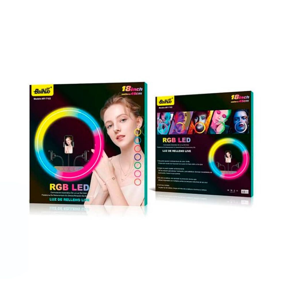 Aro De Luz Multicolor De 18 Pulgadas My-7183 Colores Ajustables image number 2.0