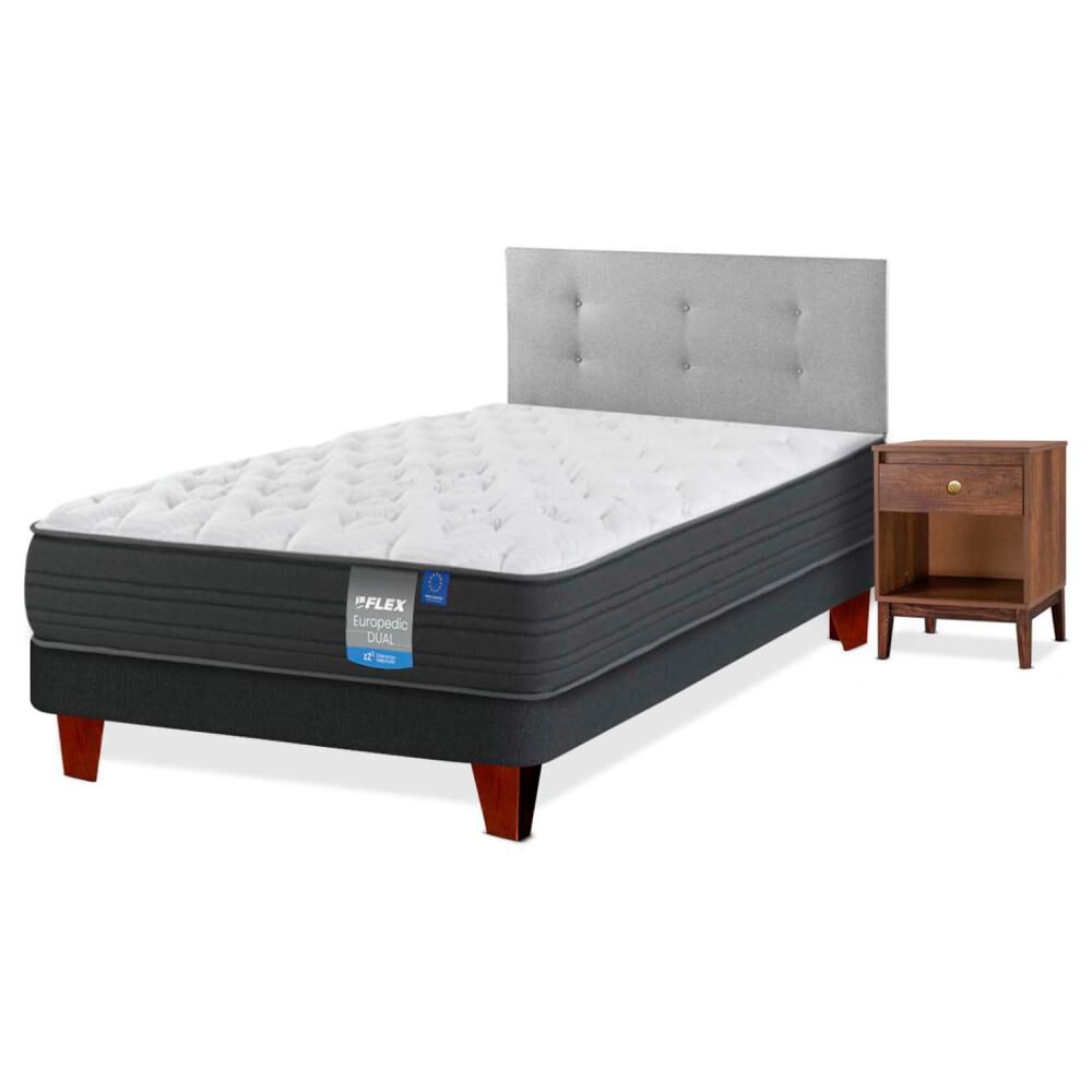 Cama Europea Flex Europedic Dual / 1.5 Plazas / Base Normal + Set De Maderas image number 1.0