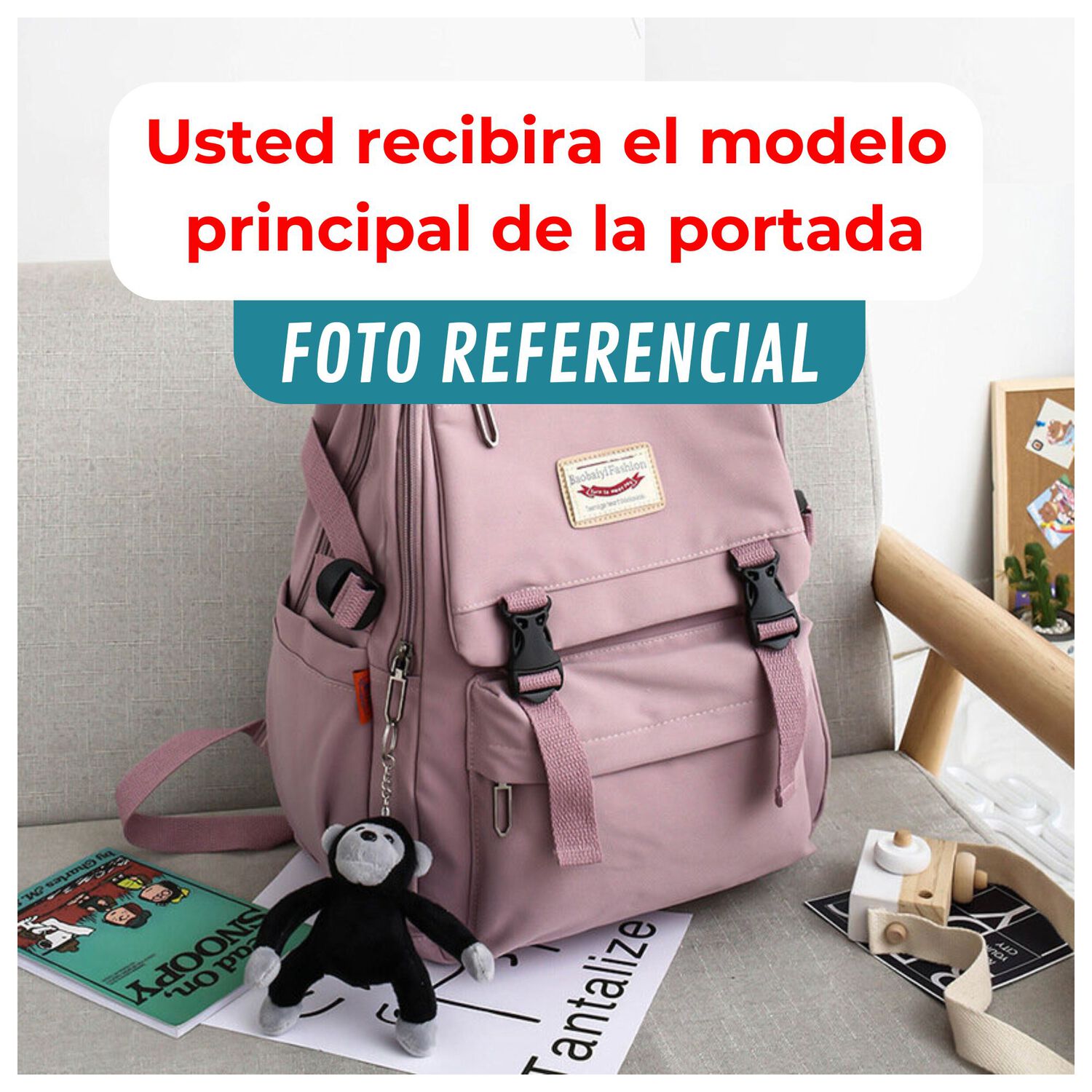 Mochila Bolso Escolar Juvenil Impermeable Dise&ntilde;o Unicolor Purple image number 2.0
