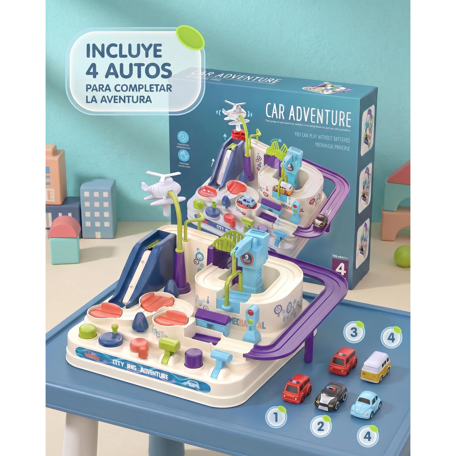 Juguete Didactico Ciudad Magica De Autos Ni&ntilde;os Montessori image number 2.0