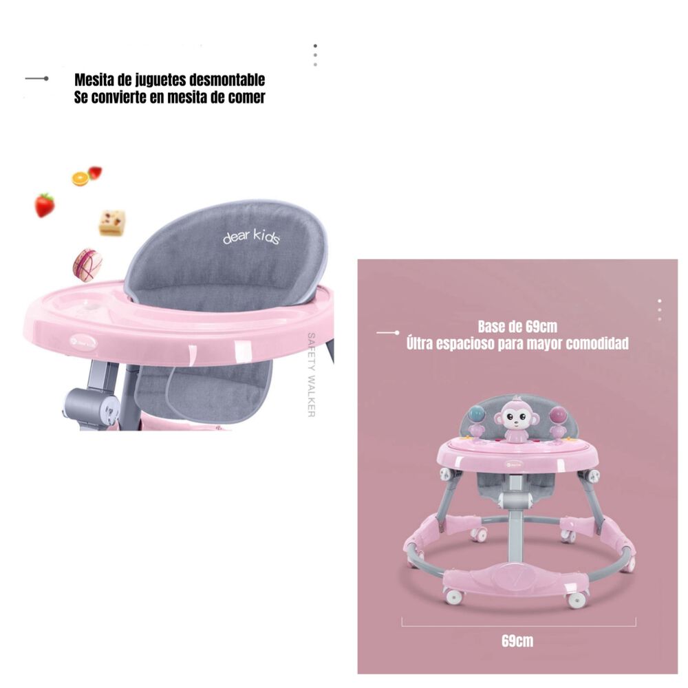 Andador Caminador Plegable Apoya Pies Bora Rosado Lubabycas image number 5.0