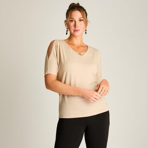 Polera Manga Corta Sin Hombros Cuello V Mujer Lorenzo Di Pontti
