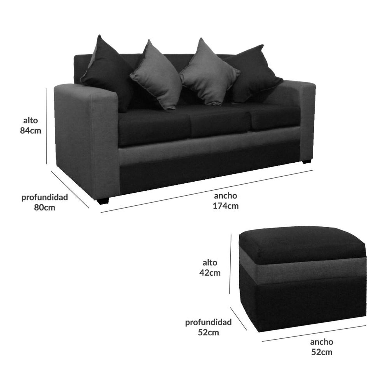 Sof&aacute; Almore Paris + Pouf / 5 Cuerpos image number 0.0
