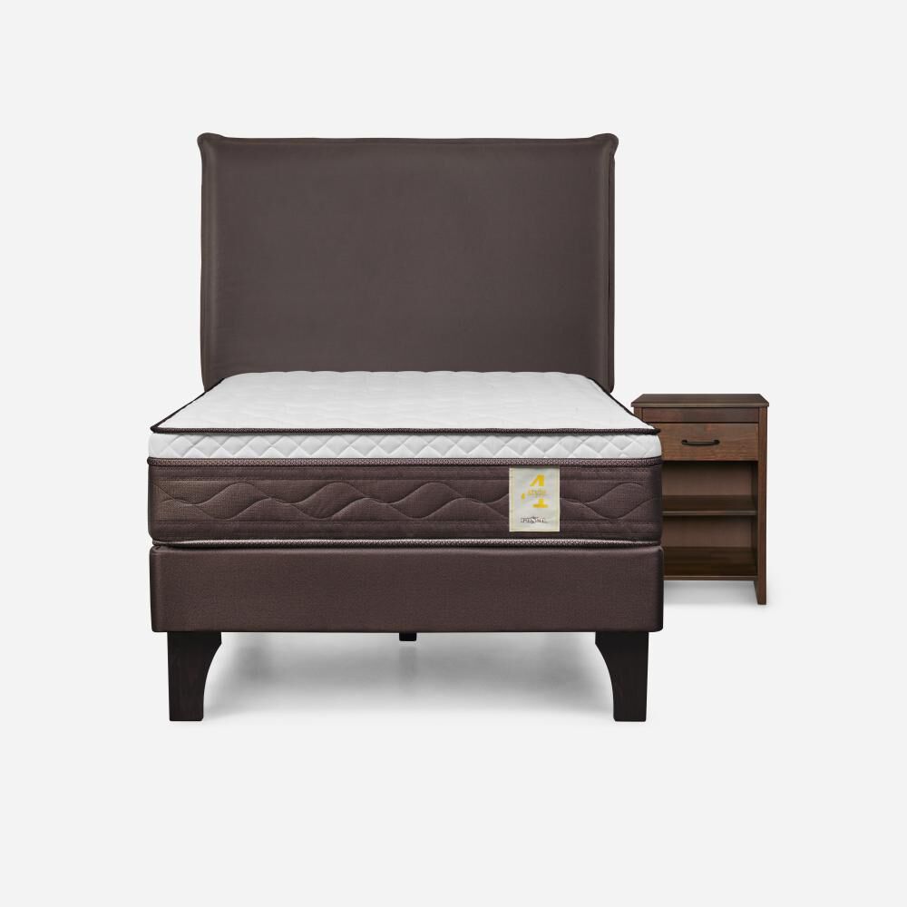 Cama Europea Rosen New Style 4 Plus / 1.5 Plazas / Base Normal  + Set Maderas Maurice Chocolate image number 0.0