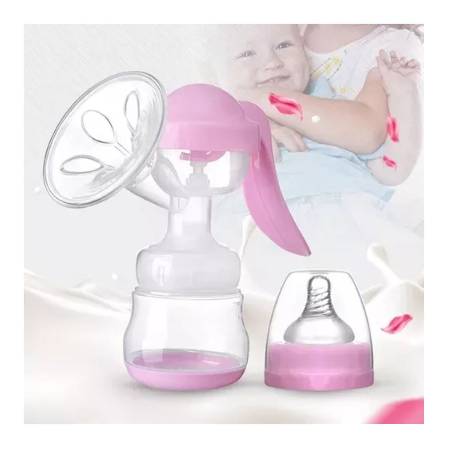Extractor De Leche Manual Chupete Mamadera 17cm Rosa image number 1.0