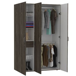 Closet 3 Puertas Con Colgador 181,9x120x47,3 Cm Caf&eacute; Y Blanco