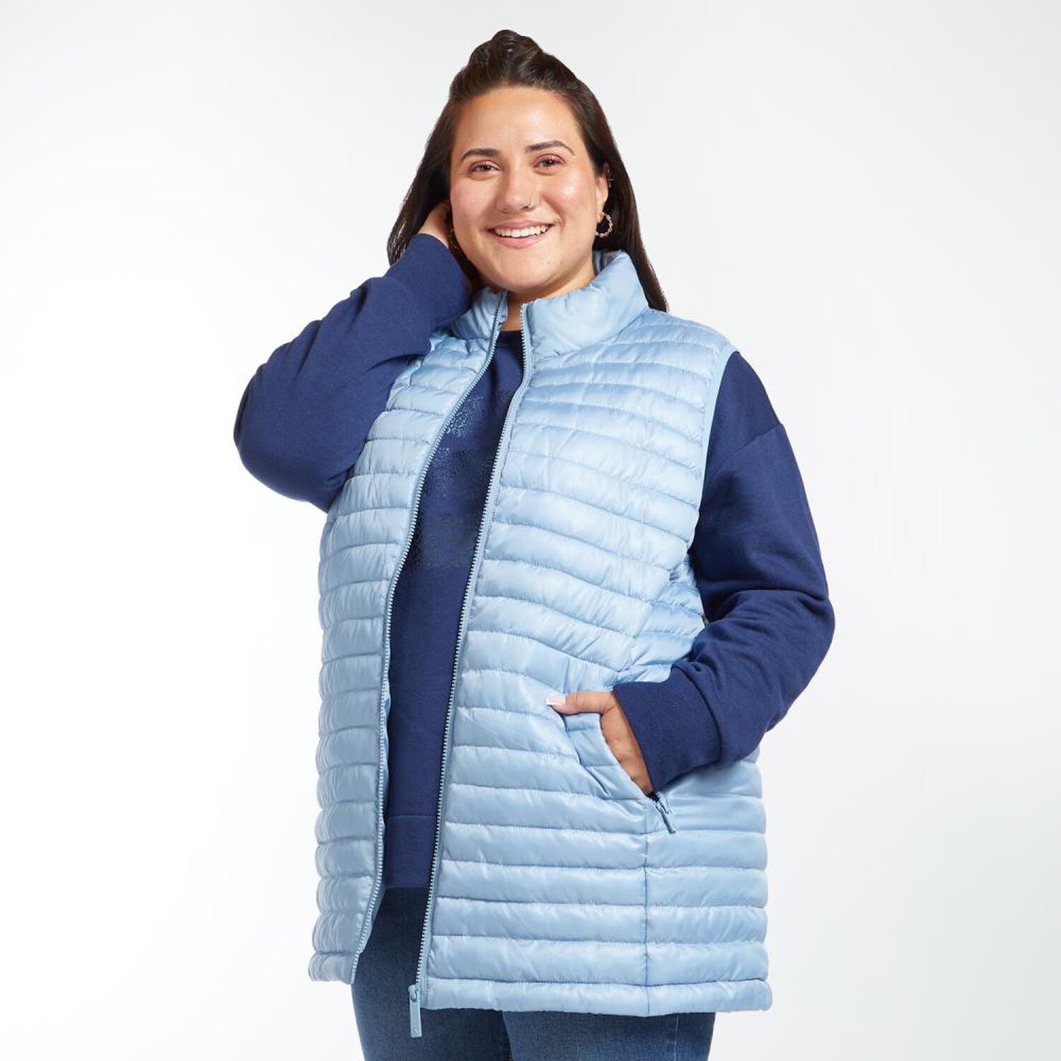 Parka Talla Grande Regular Sin Mangas Cuello Alto Mujer Sexy Large image number 2.0