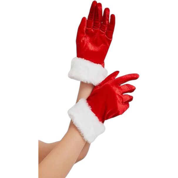Guantes Rojos Navide&ntilde;os Estilo Tercipelo