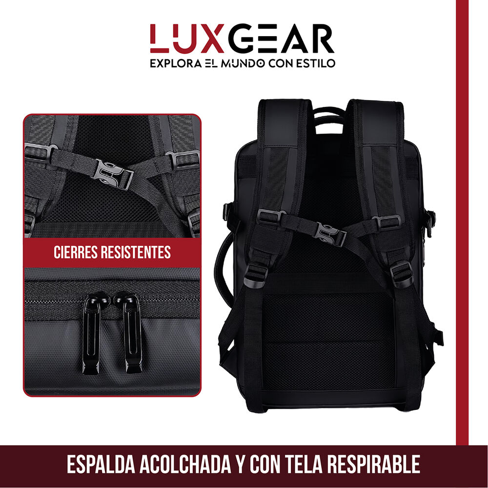 Mochila Maleta Viaje Cabina Luxgear Notebook Impermeable 48l image number 3.0