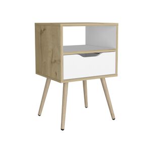 Velador 1 Cajon 40x63x35 Cm Fm-015c - Café Claro / Blanco