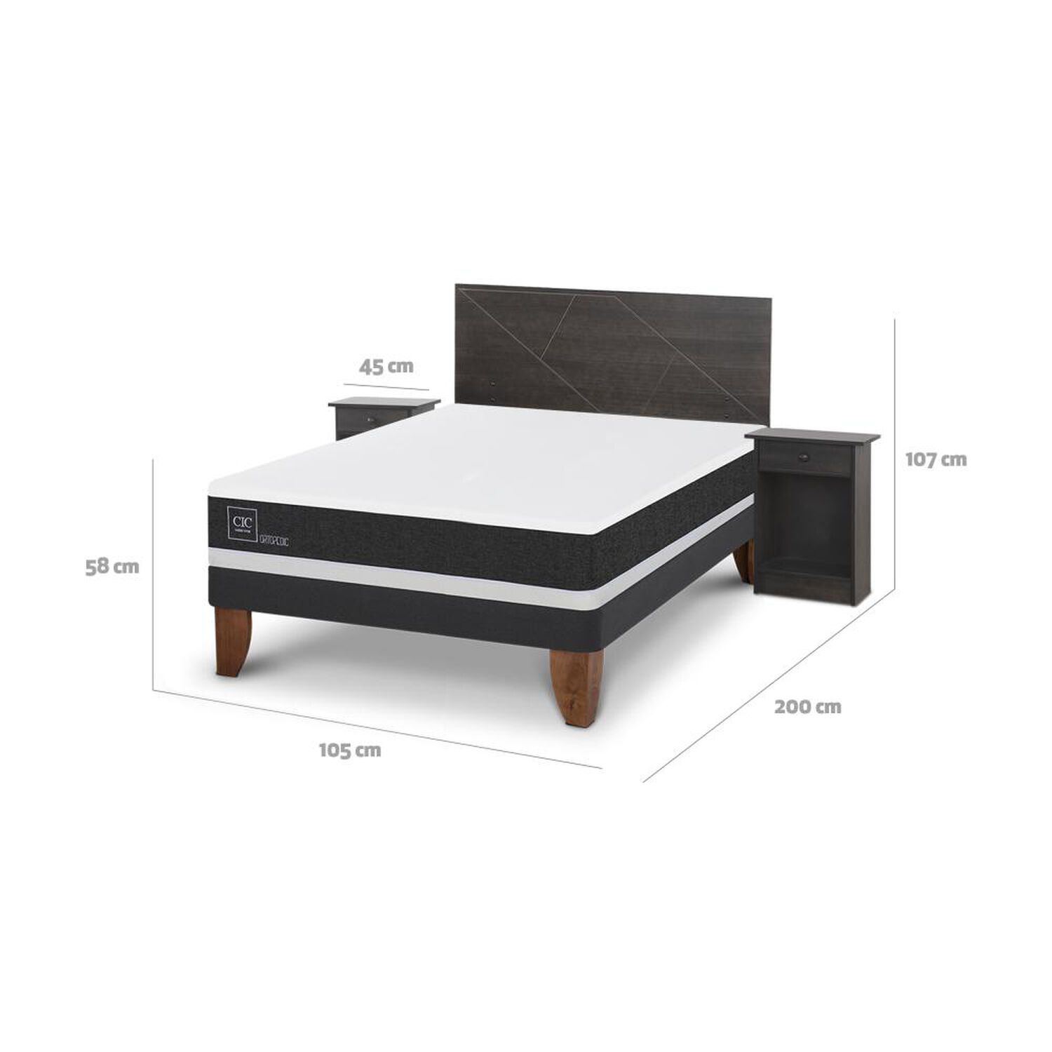 Cama Europea Cic Ortopedic / 2 Plazas / Base Normal + Set De Maderas image number 4.0