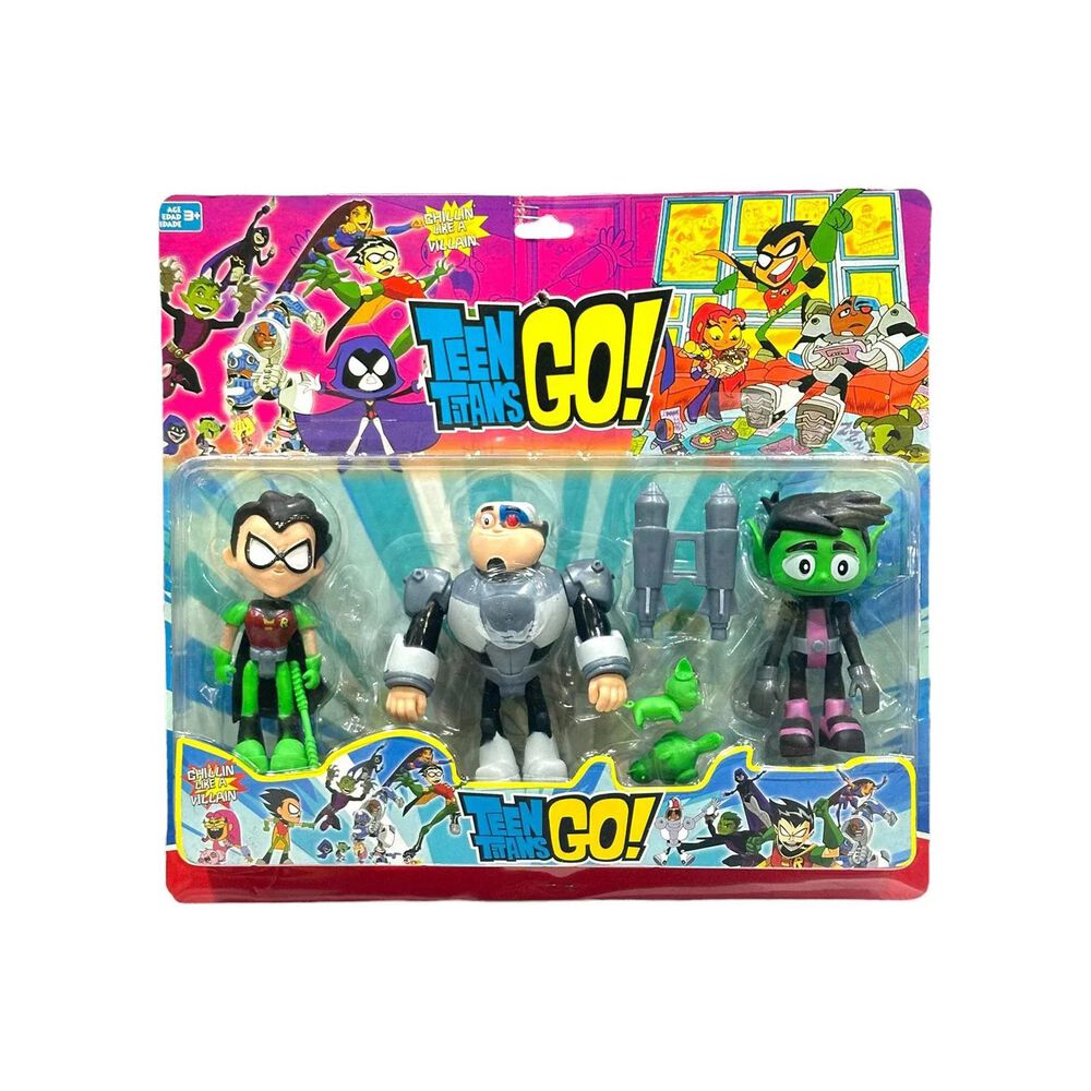 Juguete Figuras Jovenes Titanes 3 Piezas 14cm Accesorios image number 4.0