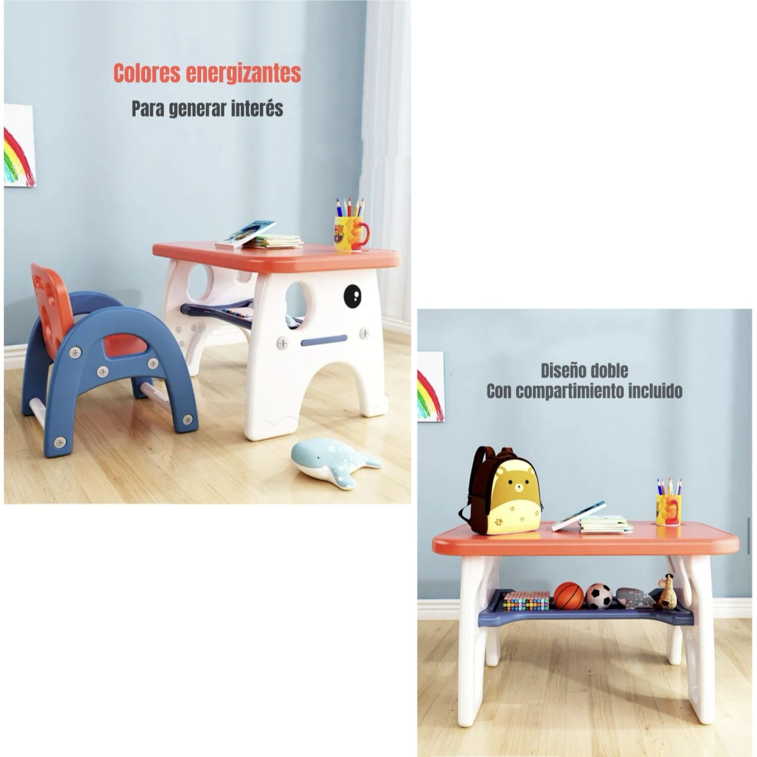 Mesa Con Silla Montessori Para Ni&ntilde;os 4 En 1 By Lubabycas image number 3.0