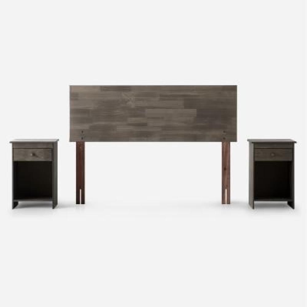 Cama Europea Rosen Wave / 2 Plazas / Base Normal + Set De Maderas Tabor Grafito image number 18.0