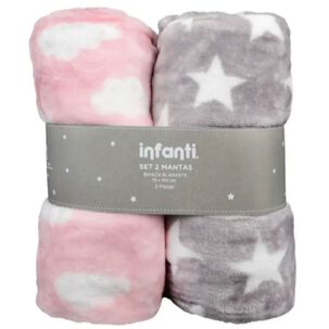 Pack Dos Mantas Fleece Polar Infanti Rosado/gris