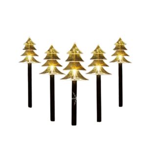 Pack 5 Estacas Arbolitos De Navidad Luces Solares