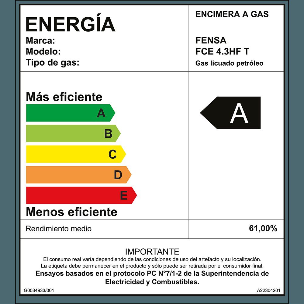 Encimera A Gas 4 Platos Encendido El&eacute;ctrico Fce 4.3hf Inox image number 8.0